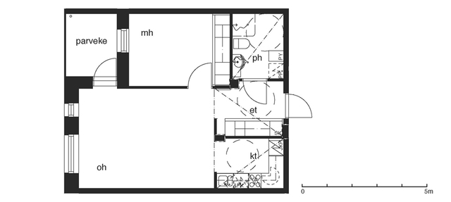 Rental Helsinki Herttoniemi 2 rooms A W 16 B 27  Abraham Wetterin tie 16 B 27