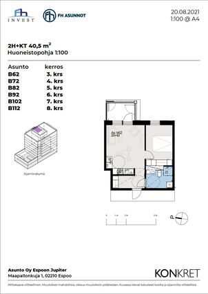 Rental Espoo Olari 2 rooms Kampanjakuva