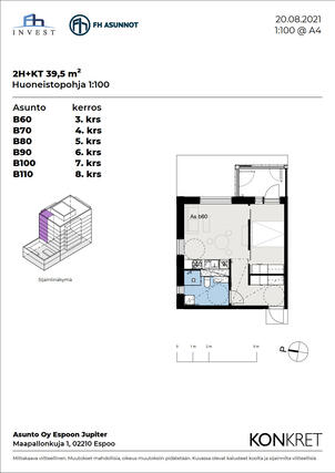 Rental Espoo Olari 2 rooms Kampanjakuva