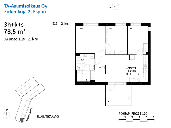 Asumisoikeusasunto Espoo Kauklahti 3 huonetta