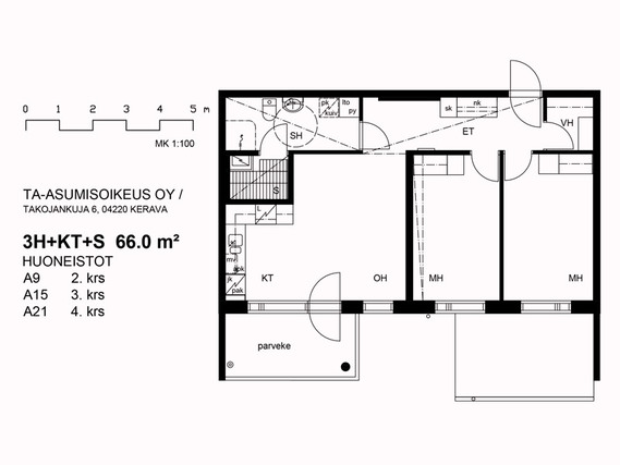 Asumisoikeusasunto Kerava Ahjo 3 huonetta