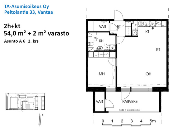 Right of occupancy apartment Vantaa Koivuhaka 2 rooms
