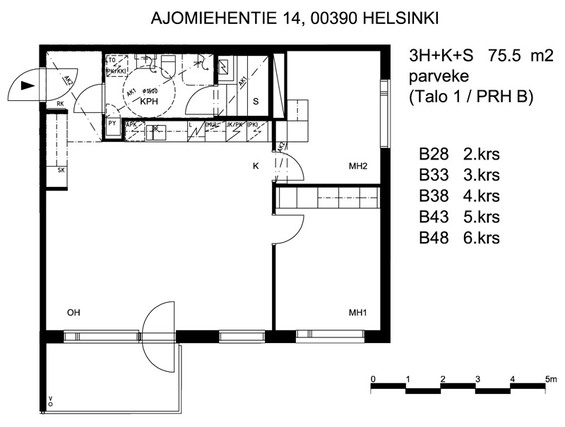 Right of occupancy apartment Helsinki Konala 3 rooms