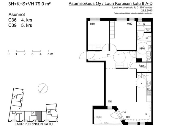 Right of occupancy apartment Vantaa Jokiniemi 3 rooms