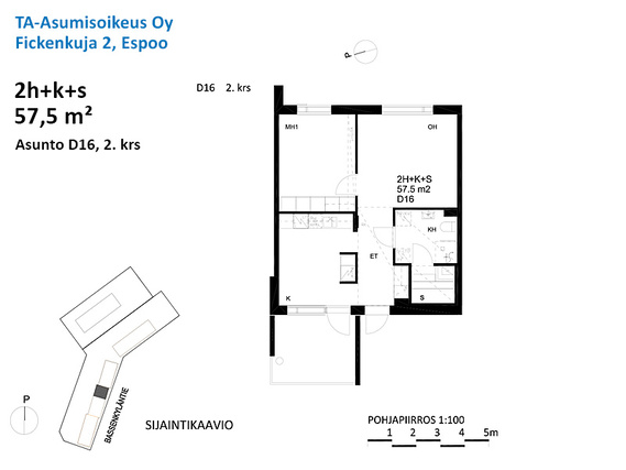 Right of occupancy apartment Espoo Kauklahti 2 rooms