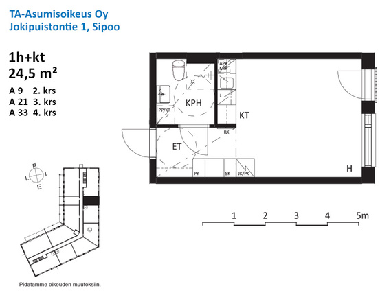 Right of occupancy apartment Sipoo Nikkilä 1 room