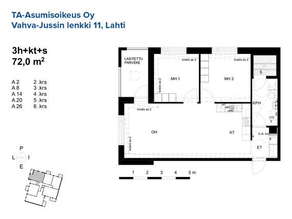 Right of occupancy apartment Lahti Asemantausta 3 rooms