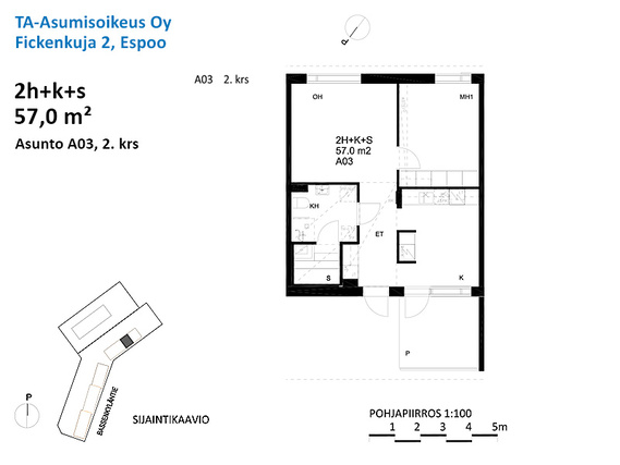 Right of occupancy apartment Espoo Kauklahti 2 rooms