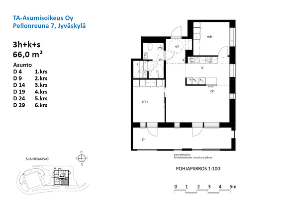 Right of occupancy apartment Jyväskylä Kuokkala 3 rooms