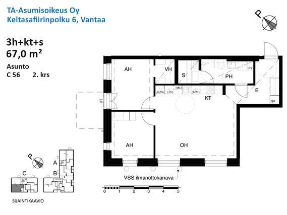 Asumisoikeusasunto Vantaa Kivistö 3 huonetta