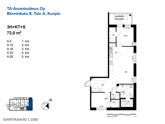 Right of occupancy apartment Kuopio Petonen 3 rooms