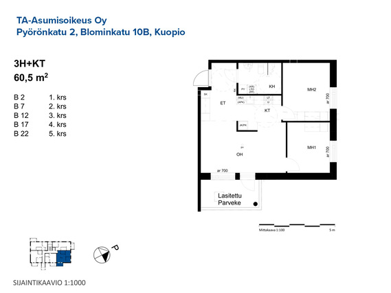 Right of occupancy apartment Kuopio Petonen 3 rooms