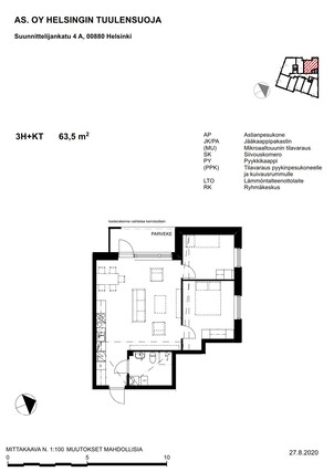 Rental Helsinki Herttoniemi 3 rooms Julkisivu