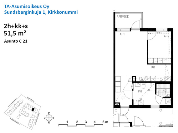 Right of occupancy apartment Kirkkonummi Sundsberg 2 rooms