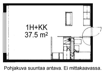 Rental Oulu Kaukovainio 1 room Pohjakuva