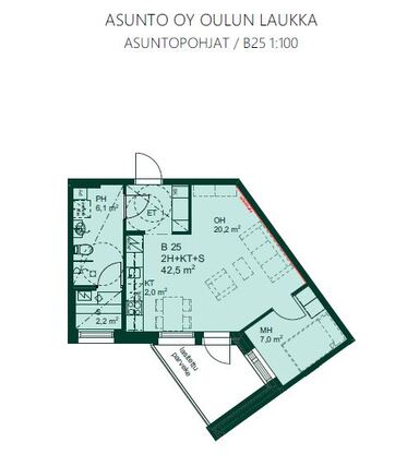 Vuokra-asunto Oulu Limingantulli Kaksio Pääkuva