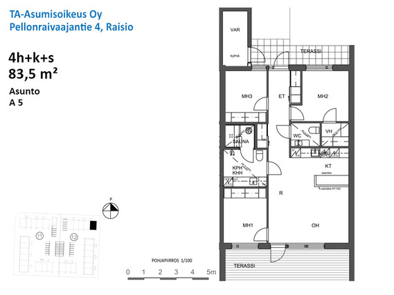 Right of occupancy apartment Raisio Nuorikkala 4 rooms