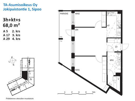 Right of occupancy apartment Sipoo Nikkilä 3 rooms