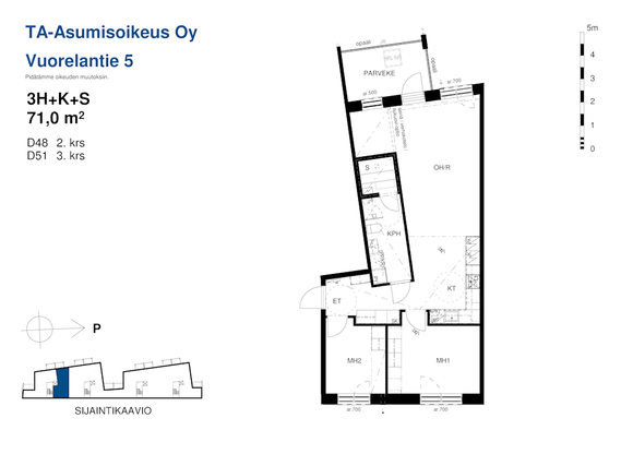 Right of occupancy apartment Siilinjärvi Vuorela 3 rooms