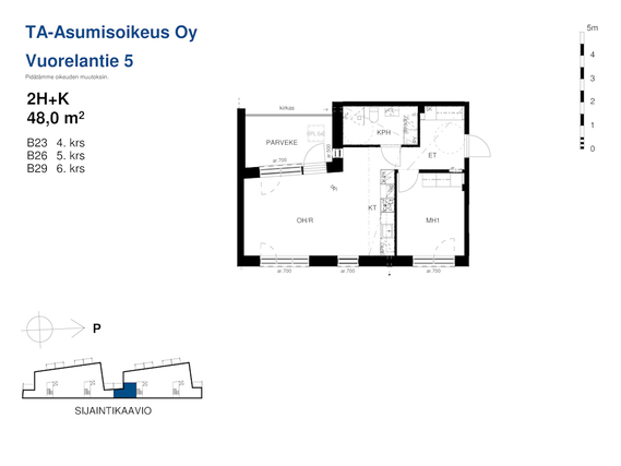 Right of occupancy apartment Siilinjärvi Vuorela 2 rooms