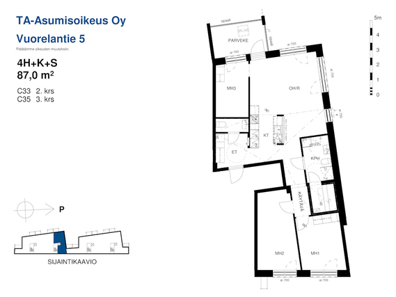 Right of occupancy apartment Siilinjärvi Vuorela 4 rooms
