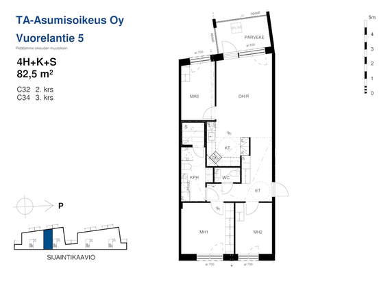 Right of occupancy apartment Siilinjärvi Vuorela 4 rooms