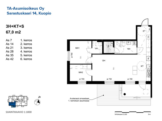 Asumisoikeusasunto Kuopio Savilahti 3 huonetta