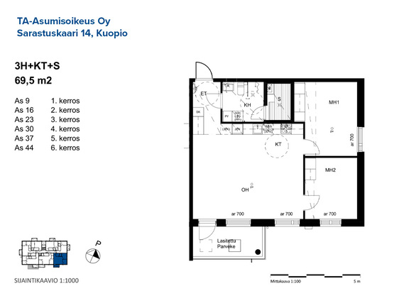 Right of occupancy apartment Kuopio Savilahti 3 rooms