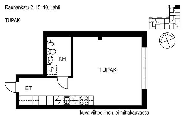 Vuokra-asunto Lahti Keskusta Yksiö keittiö