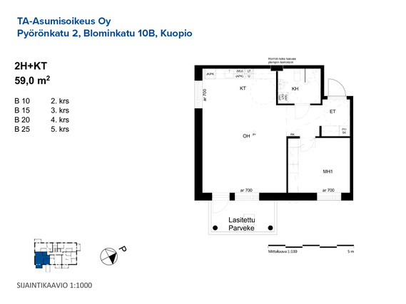 Right of occupancy apartment Kuopio Petonen 2 rooms