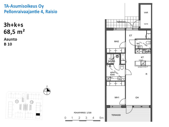 Right of occupancy apartment Raisio Nuorikkala 3 rooms