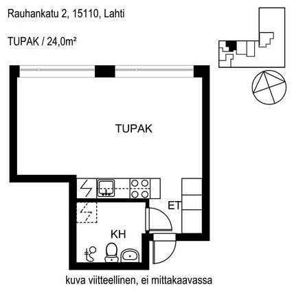 Vuokra-asunto Lahti Keskusta Yksiö olohuone