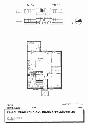 Right of occupancy apartment Jyväskylä Väinölä 3 rooms