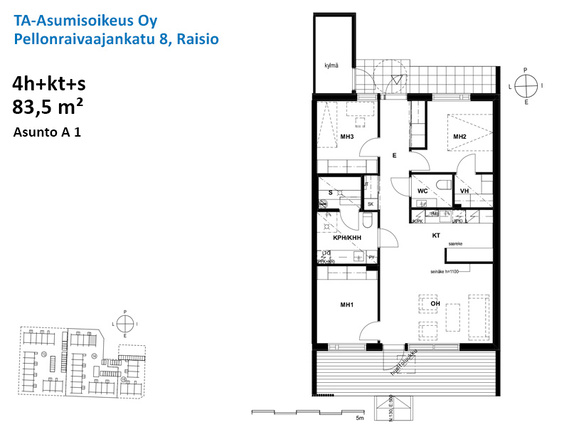 Asumisoikeusasunto Raisio Nuorikkala 4 huonetta