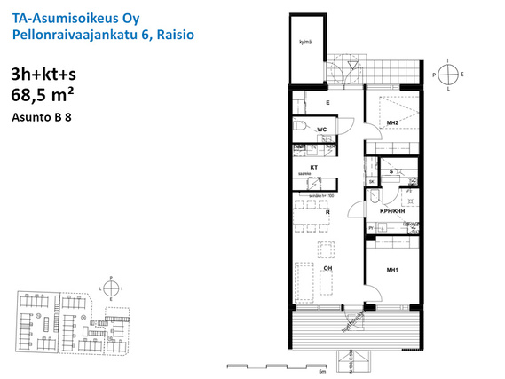 Right of occupancy apartment Raisio Nuorikkala 3 rooms
