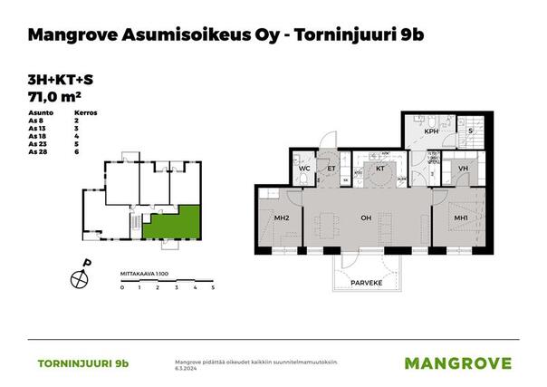 Right of occupancy apartment Pirkkala  3 rooms