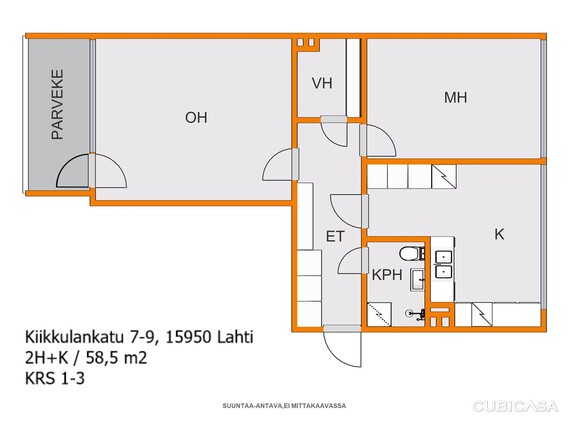 Rental Lahti Jalkaranta 2 rooms Olohuone (Virtuaalistailattu, kuva vastaavasta asunnosta)