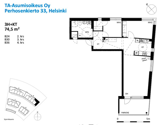 Asumisoikeusasunto Helsinki Kaarela 3 huonetta