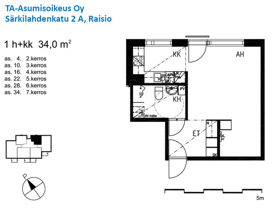 Right of occupancy apartment Raisio Varppeenseutu 1 room