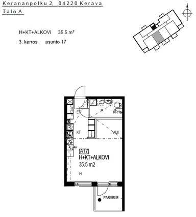 Rental Kerava Ahjo 1 room Kampanja