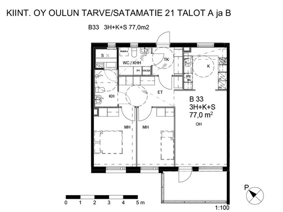 Vuokra-asunto Oulu Toppila 3 huonetta