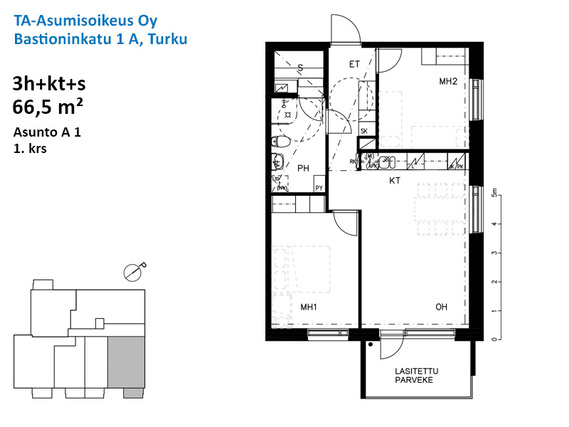 Right of occupancy apartment Turku Skanssi 3 rooms