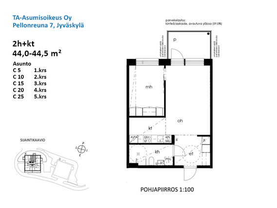 Right of occupancy apartment Jyväskylä Kuokkala 2 rooms