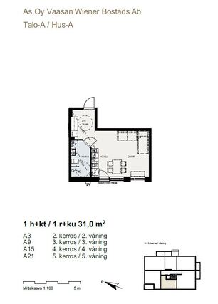 Rental Vaasa Vöyrinkaupunki 1 room Havainnekuva