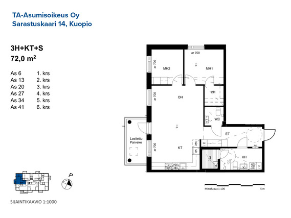 Asumisoikeusasunto Kuopio Savilahti 3 huonetta