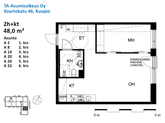 Right of occupancy apartment Kuopio Haapaniemi 2 rooms