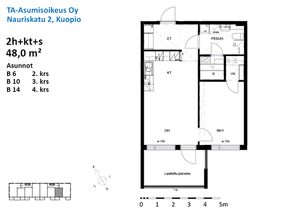 Right of occupancy apartment Kuopio Pirtti 2 rooms