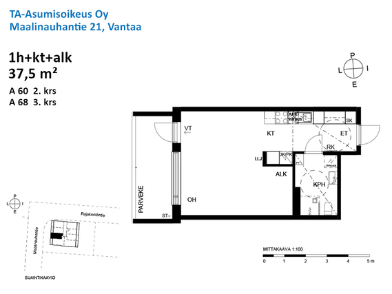 Right of occupancy apartment Vantaa Länsimäki 1 room