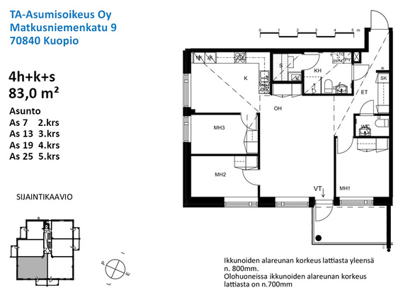 Right of occupancy apartment Kuopio Lehtoniemi 4 huonetta