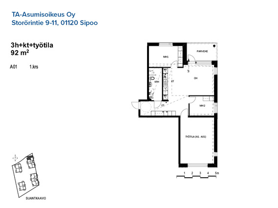 Right of occupancy apartment Sipoo Itäsalmi 3 rooms